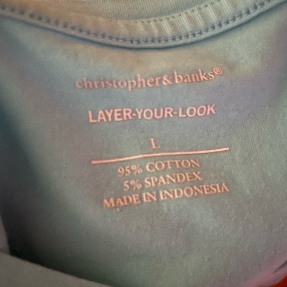 Women’s Christopher & Banks Tank Top Aqua Large - Picture 2 of 3